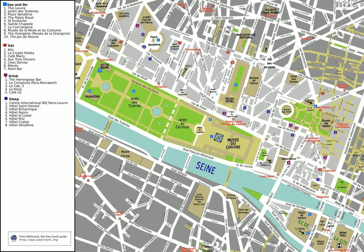 Карта 1-ти район на Париж