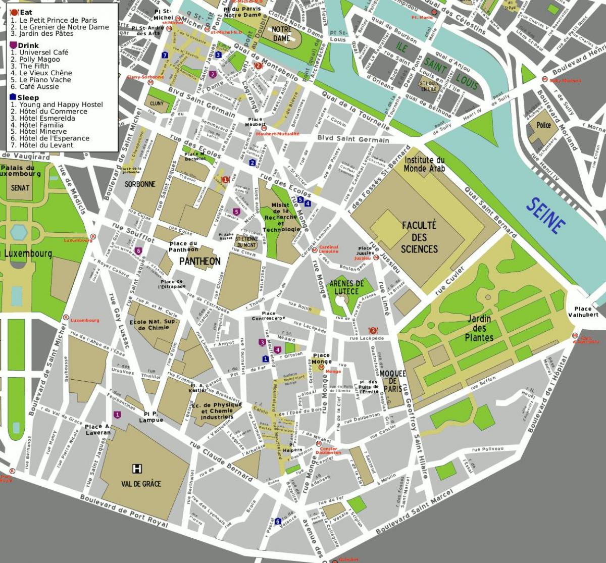 Карта 5-ти район на Париж