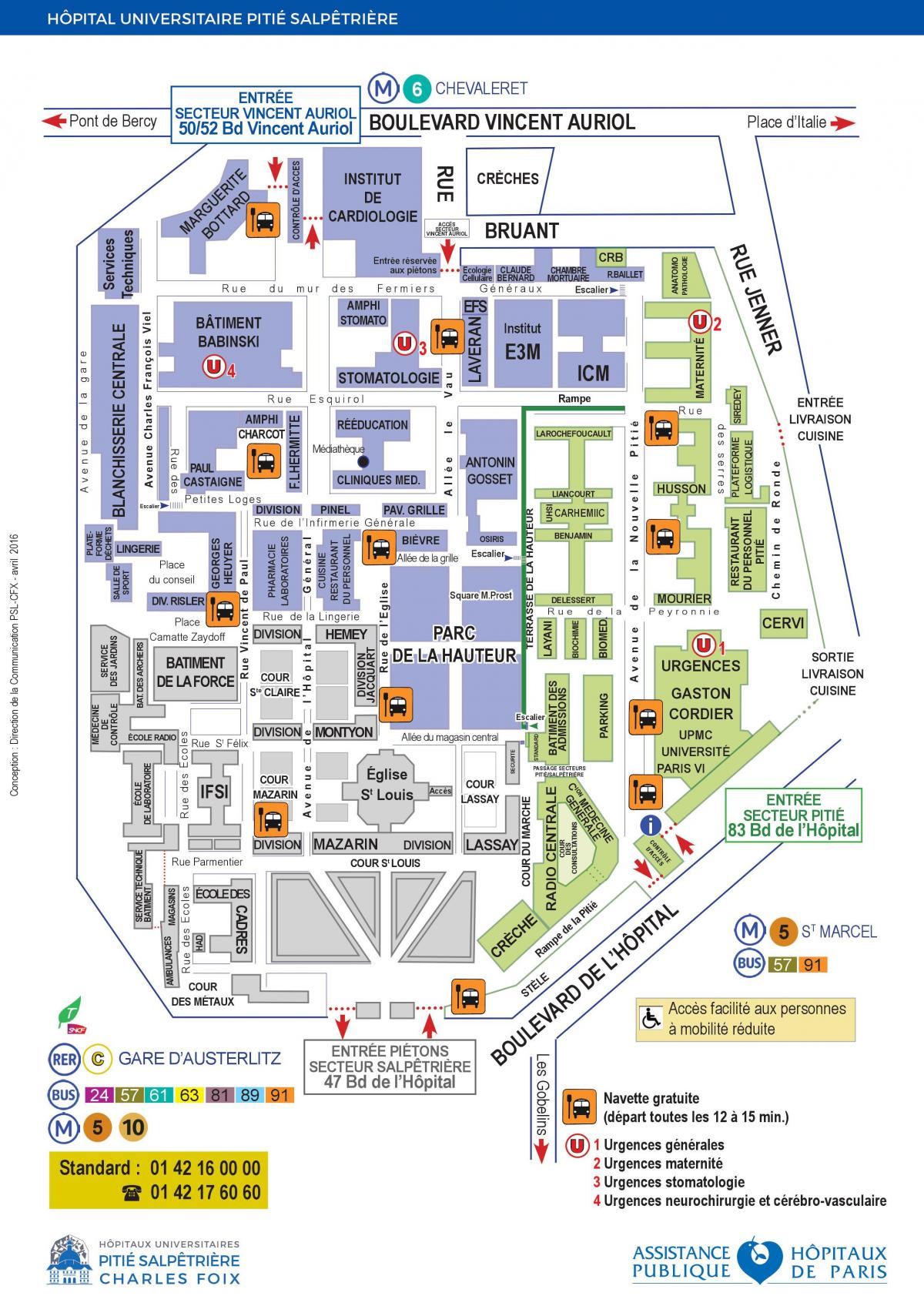 Карта болница пиене Сальпетриер