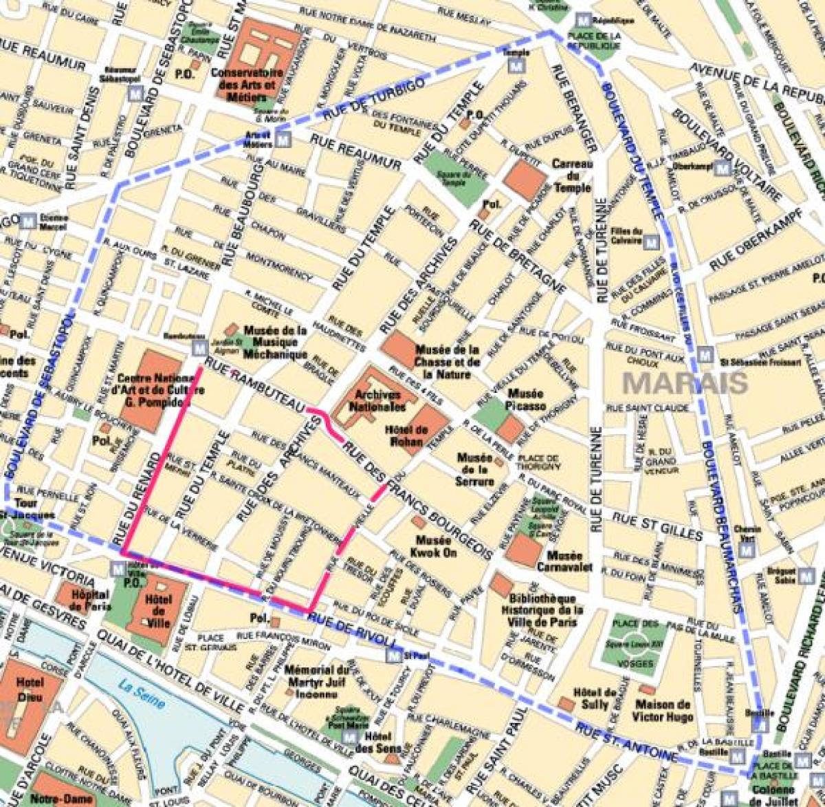 Карта на гей-район на Париж