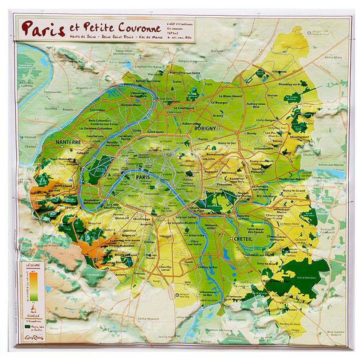 Карта на релефа на Париж
