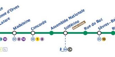 Карта на Париж, на метролиния 12