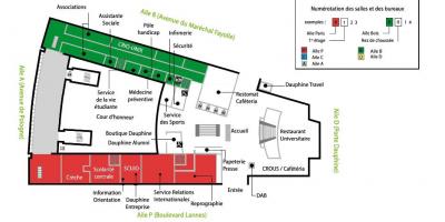 Карта на университета Dauphin - приземен етаж