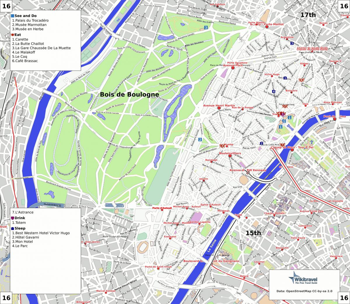 Карта за 16-ти район на Париж
