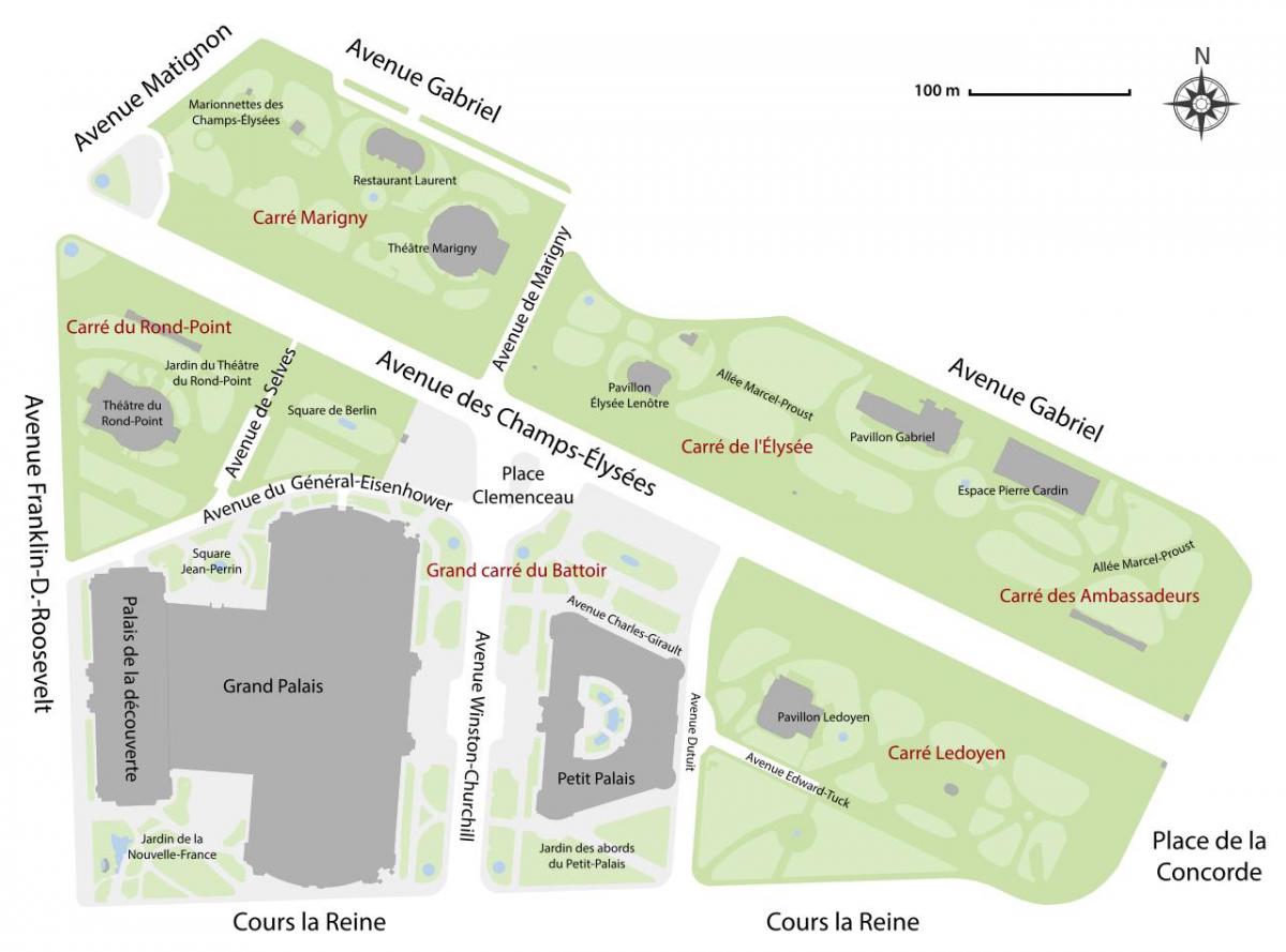 Карта градини булевард Шанз-елизе
