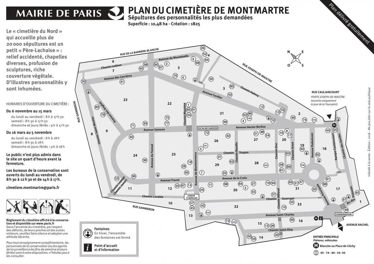 Картата на гробището Монмартър