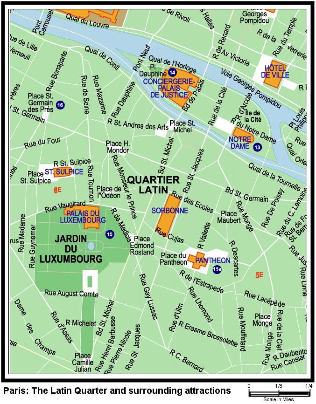 Карта на латинския квартал на Париж
