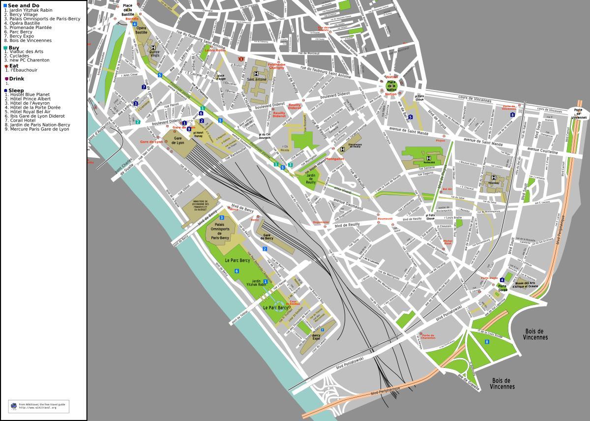 Карта 12-ти район в Париж