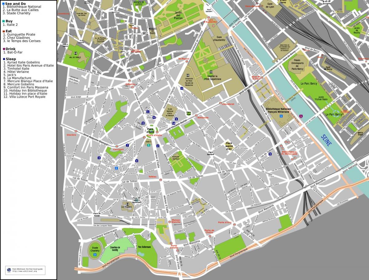 Карта на 13-ти район на Париж