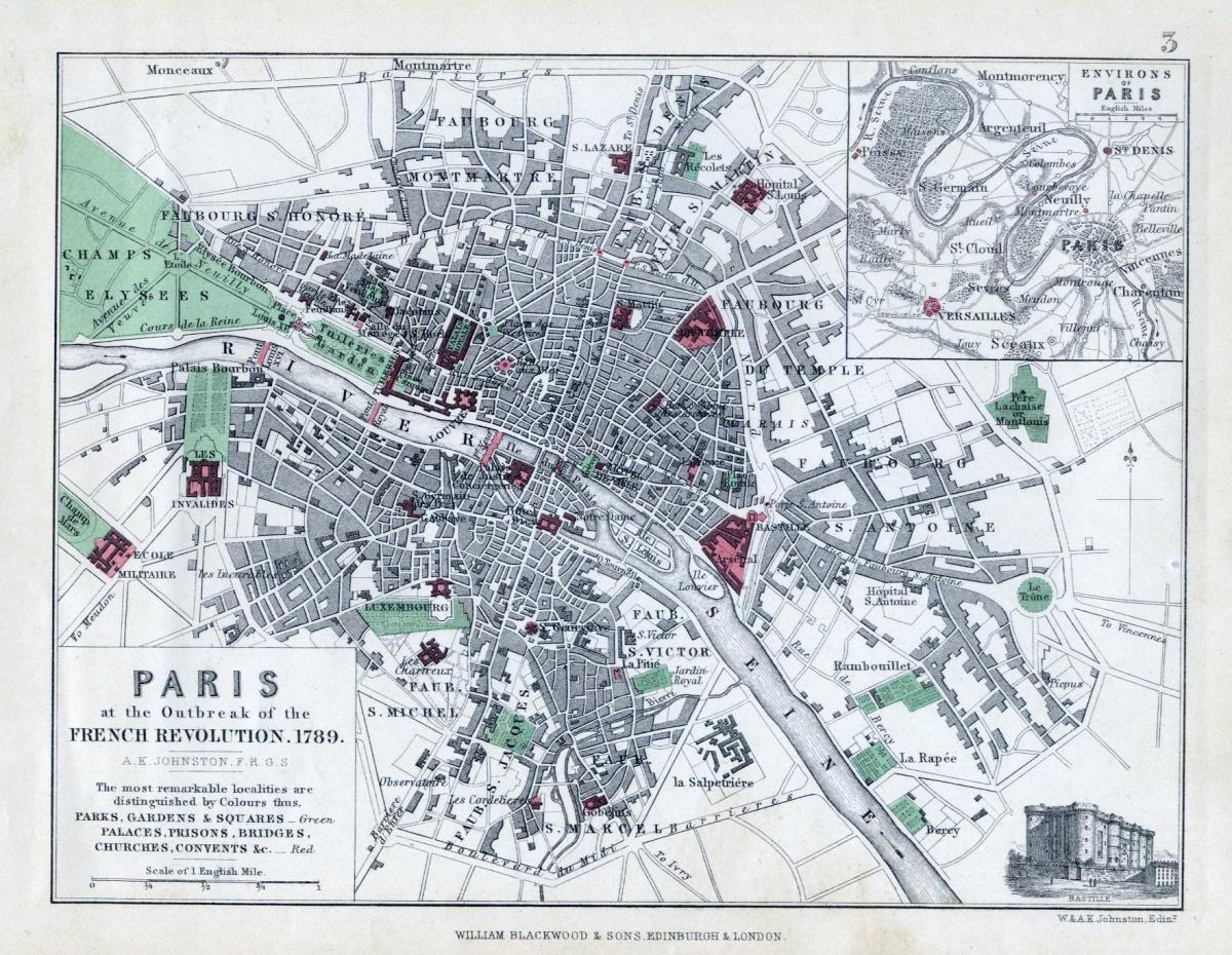Карта На Париж, 1789