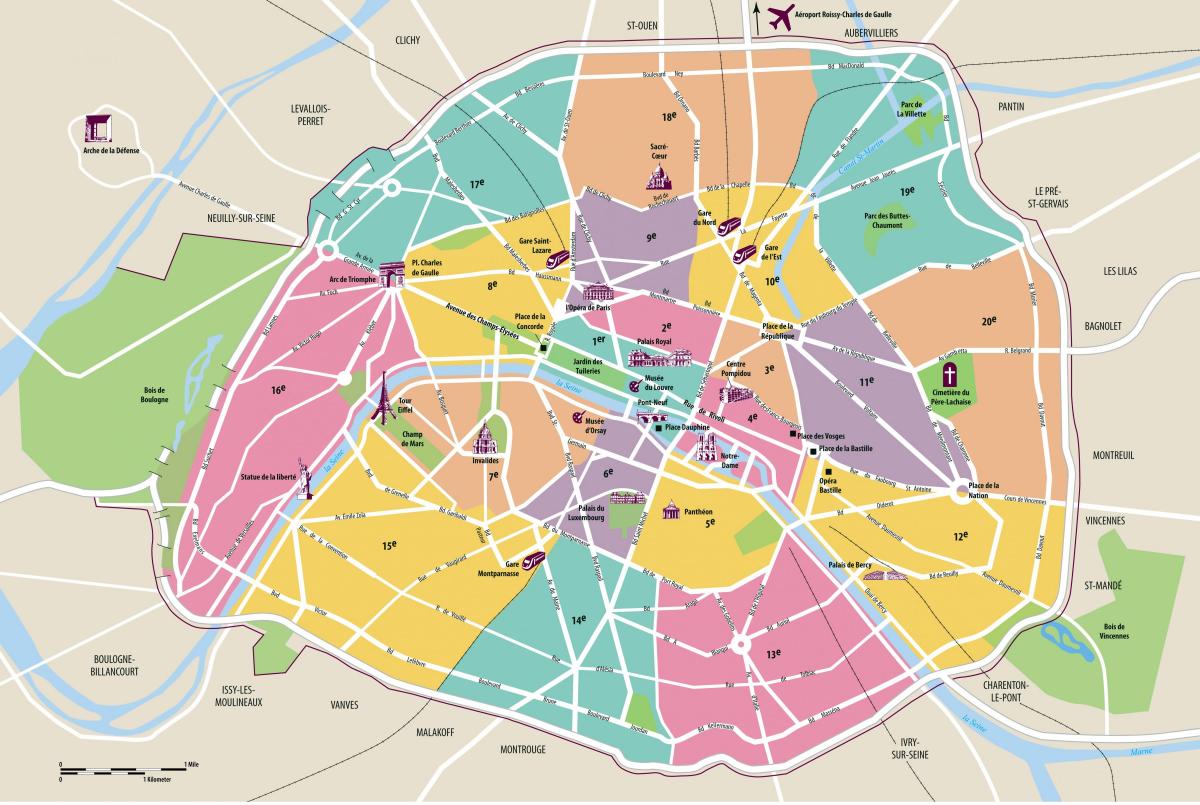 Карта на Париж вътрешен