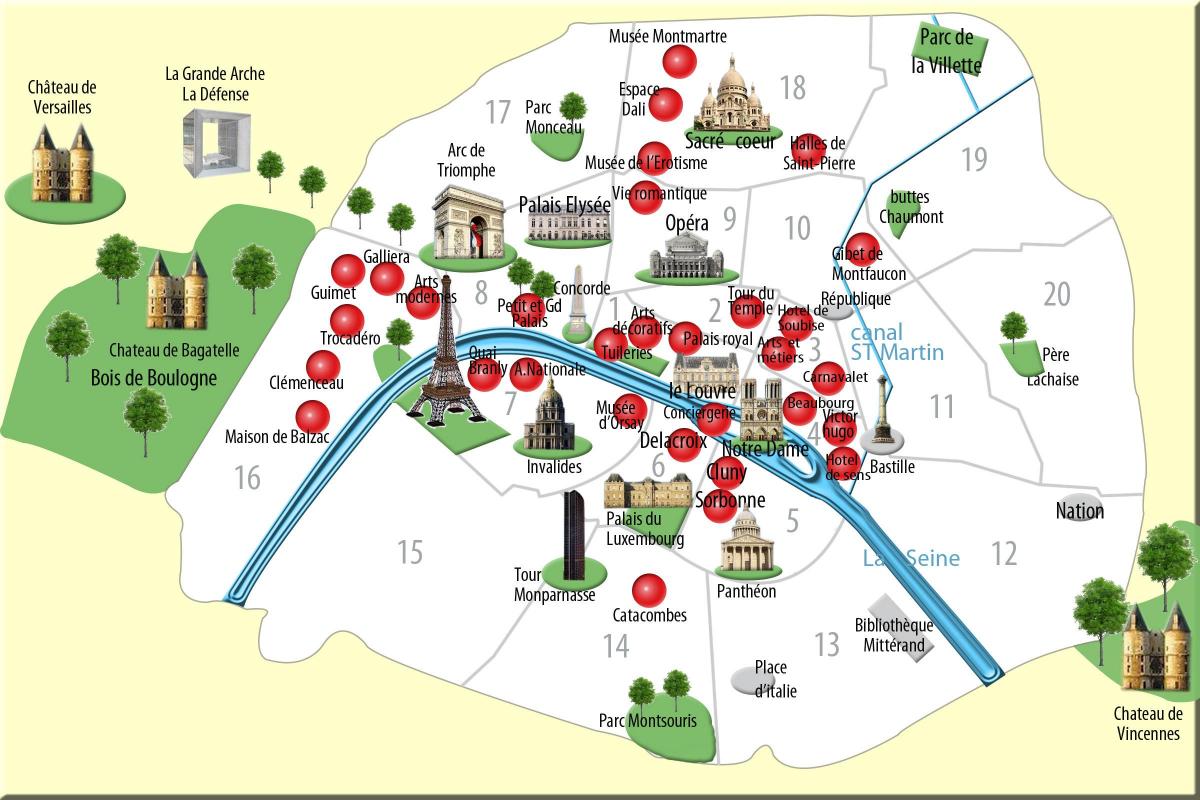 Карта на Париж паметници