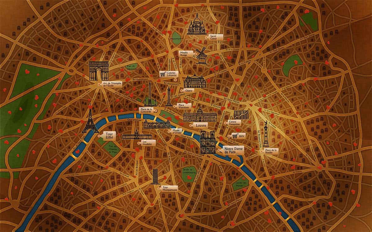 Карта на Париж тапети