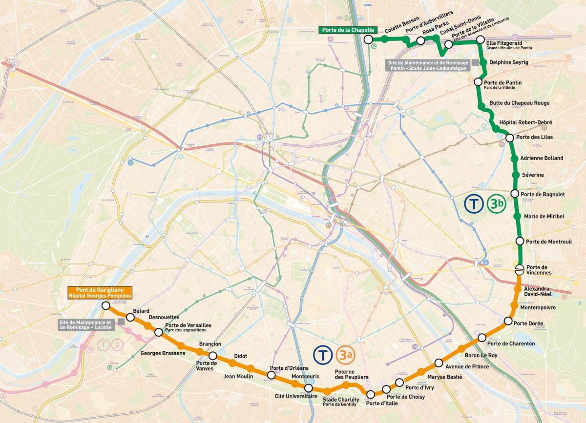 Карта на Париж трамваи