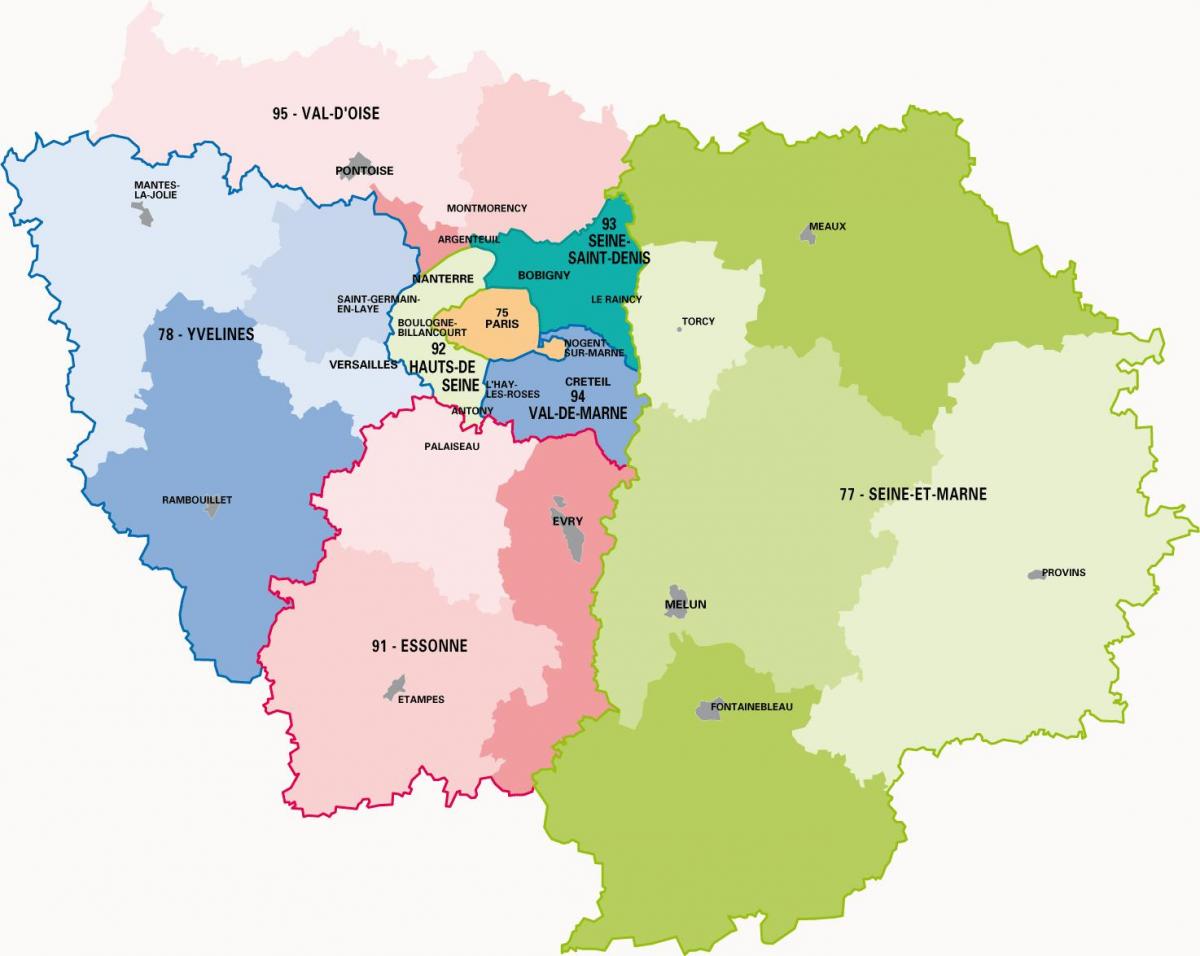 Карта парижки регион