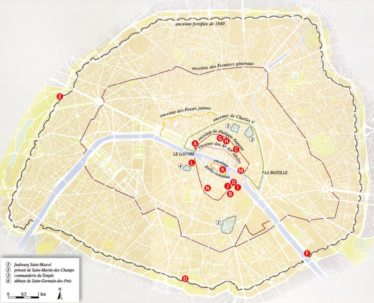 Карта на градските стени Париж