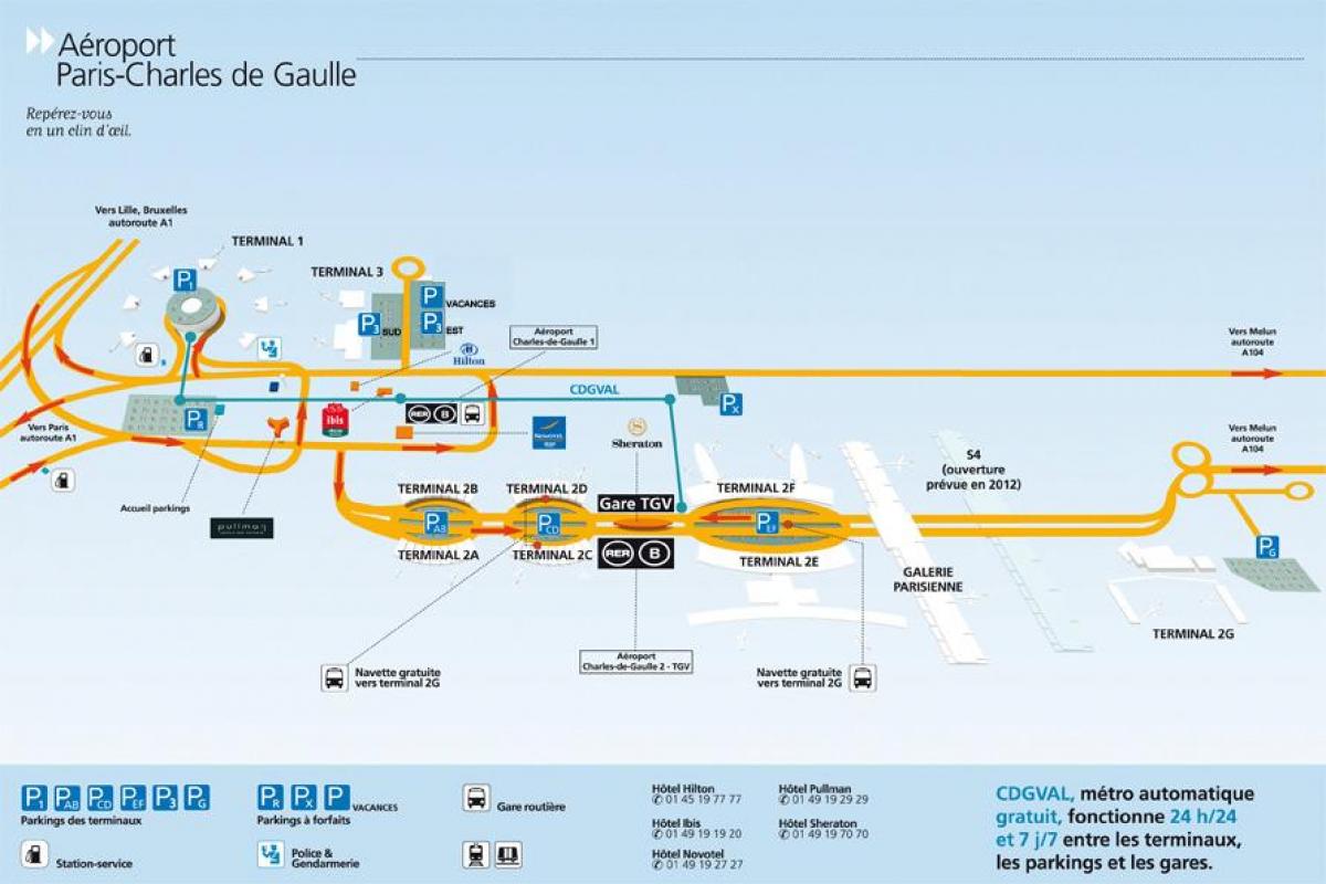 На картата на летище Шарл де Гол