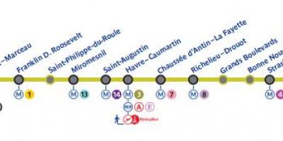 Карта на Париж линия на метрото 9