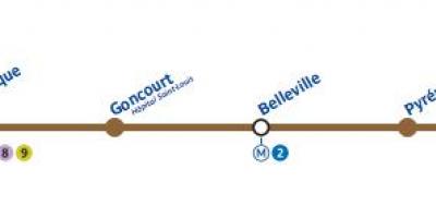 Линия карта на Париж метрото 11