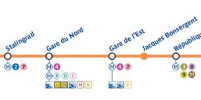 Карта на Париж линия на метрото 5