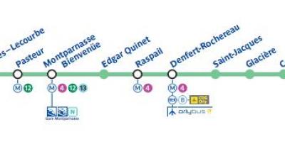 Карта на Париж линия на метрото 6