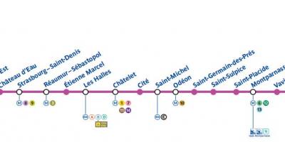 Карта на Париж, метро линия 4
