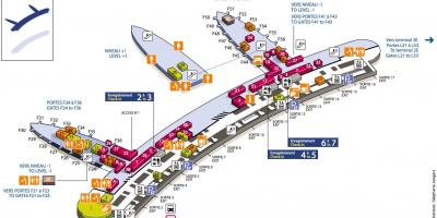 Карта на Шарл де Гол летище терминал 2Ф