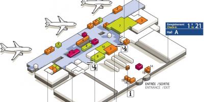 Карта на Шарл-де-Гол терминал 3 на летище